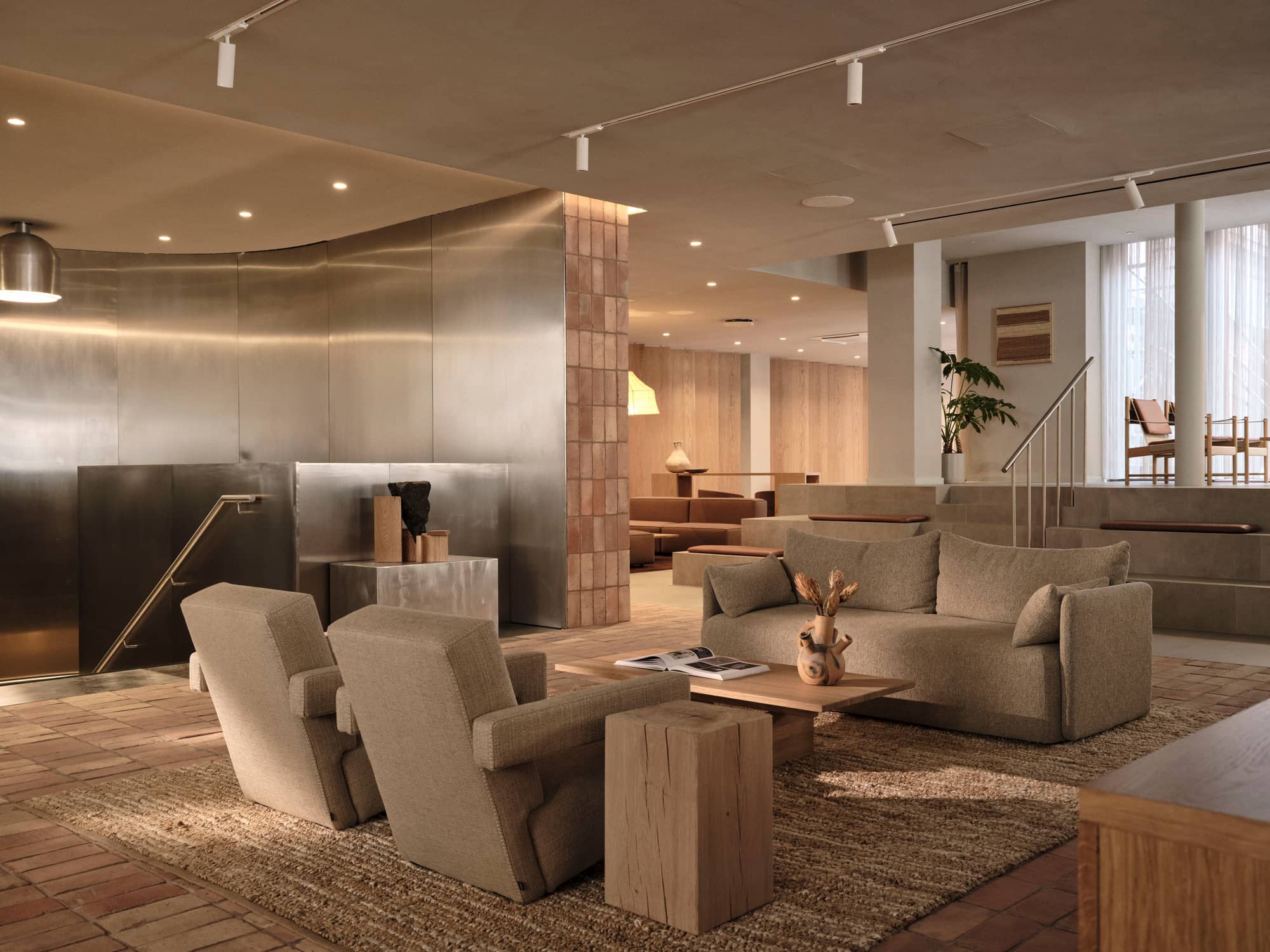 Communal workspace at Chancery House with stylish and minimalist interior.